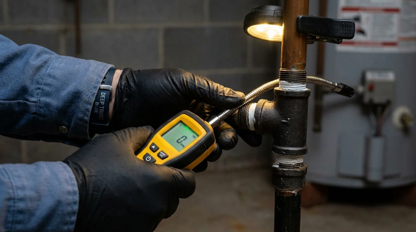 Gas leak detection with electronic sniffer by Johns Plumbing LLC in Cedar Park